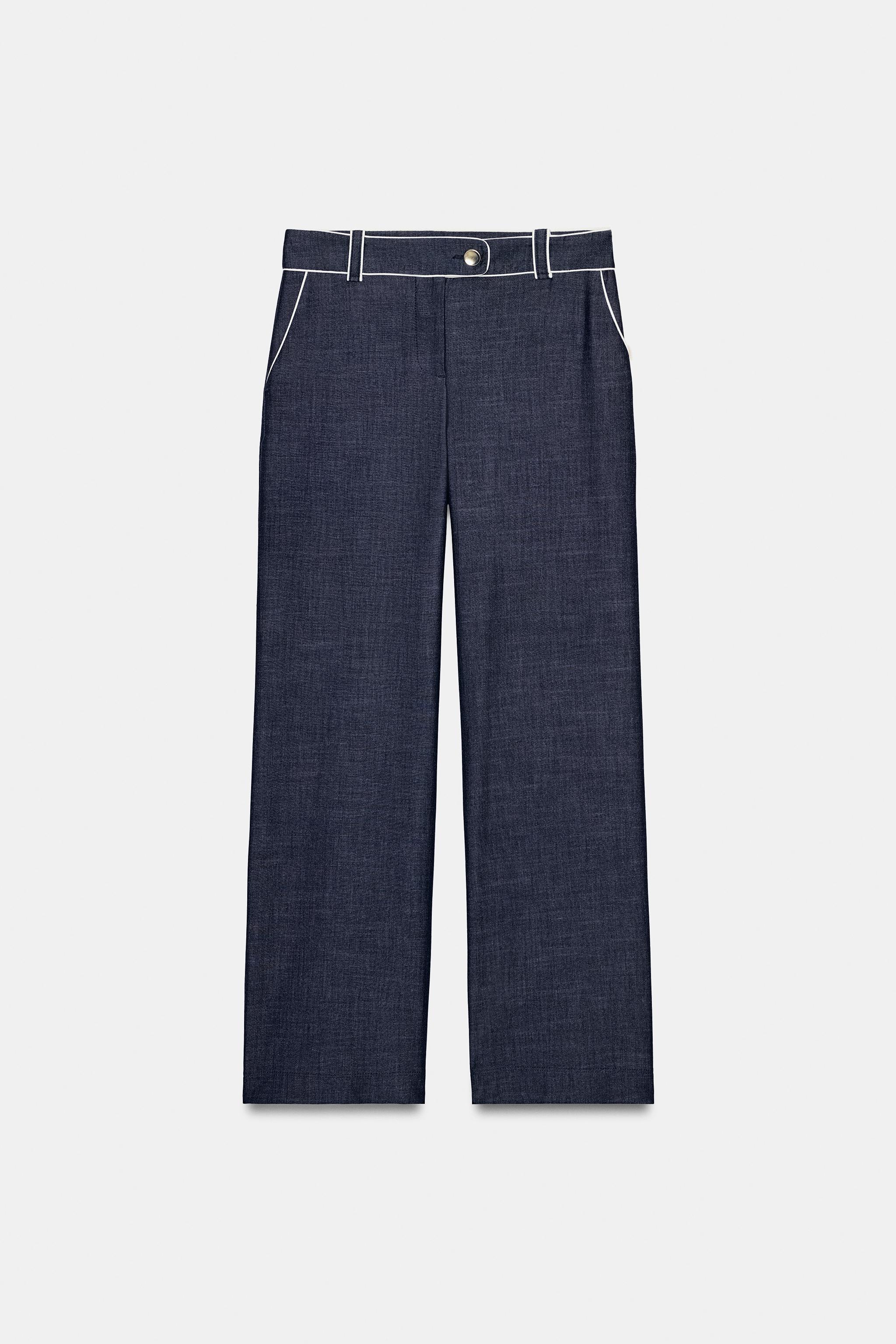 PANTALON LARGE À LISERÉS EN CONTRASTE